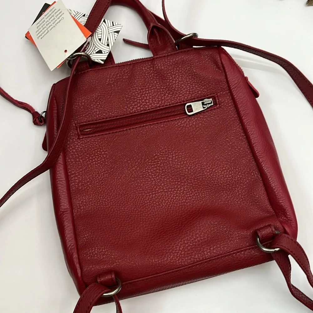 NWT The Sak Red Leather Backpack with Braided Detailing